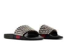 Load image into Gallery viewer, Gucci Crystal-Embellished Web Slide Black Blue Red (Women's)