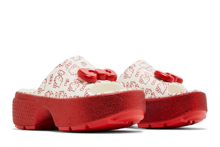 Crocs Stomp Slide Hello Kitty 50th Anniversary Red Glitter
