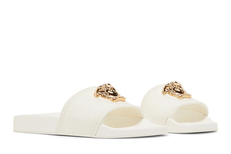 Versace Medusa Head Plaque Slide White (Women's)