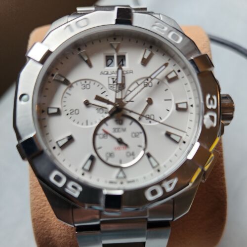Tag Heuer Aquaracer White Dial Silver Steel Strap Watch for Men - CAY1111.BA0927