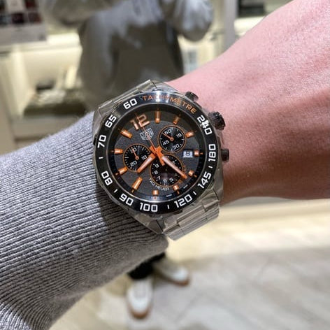 Tag Heuer Formula 1 Chronograph Ceramic Black Dial Silver Steel Strap Watch for Men - CAZ101AH.BA0842