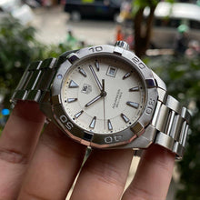 Load image into Gallery viewer, Tag Heuer Aquaracer Quartz White Dial Silver Steel Strap Watch for Men - WAY1111.BA0928