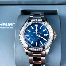 Load image into Gallery viewer, Tag Heuer Aquaracer Quartz Diamonds Blue Dial Silver Steel Strap Watch for Women - WAY131N.BA0748