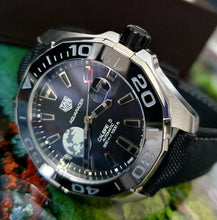 Load image into Gallery viewer, Tag Heuer Aquaracer Calibre 5 Moon Black Dial Black Nylon Strap Watch for Men - WAY201J.FC6370