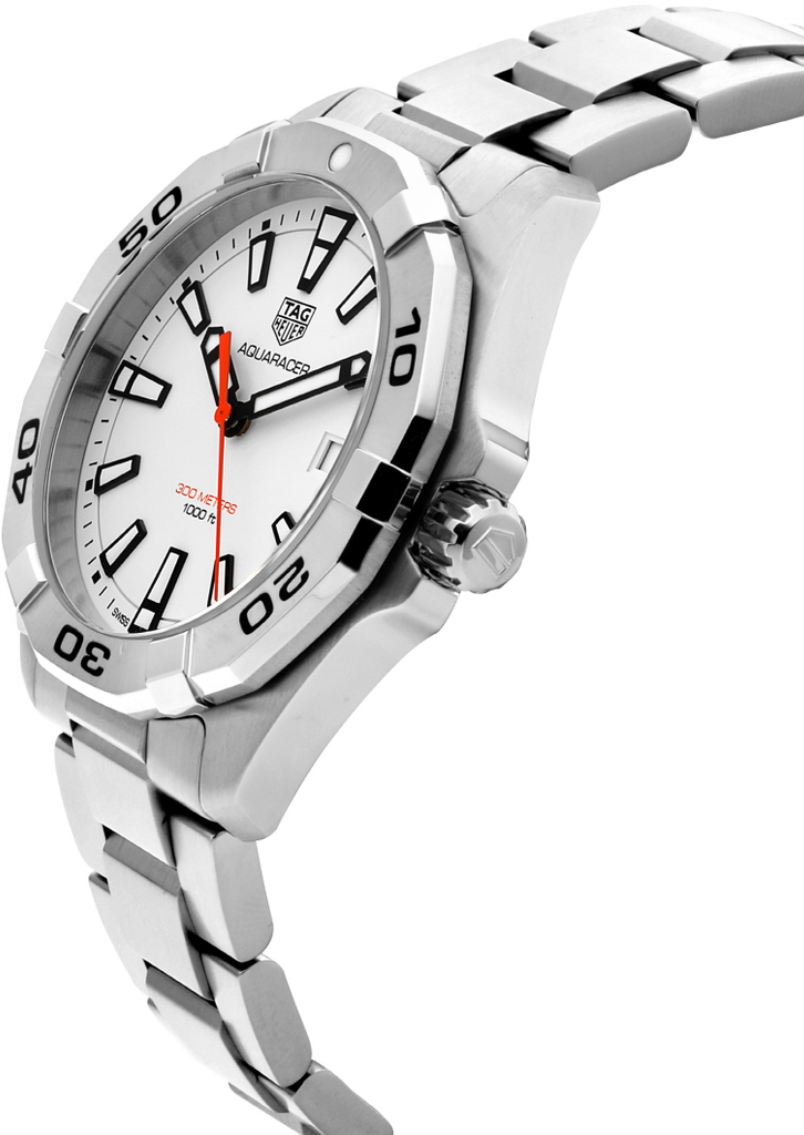 Tag Heuer Aquaracer Quartz White Dial Silver Steel Strap Watch for Men - WBD1111.BA0928