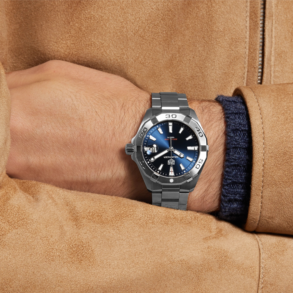 Tag Heuer Aquaracer Blue Dial Silver Steel Strap Watch for Men - WBD1112.BA0928