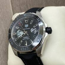 Load image into Gallery viewer, Tag Heuer Aquaracer Calibre 5 Moon Black Dial Black Nylon Strap Watch for Men - WAY201J.FC6370