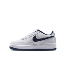 Load image into Gallery viewer, Big Kids' Nike Air Force 1 "White Football Grey Midnight Navy"