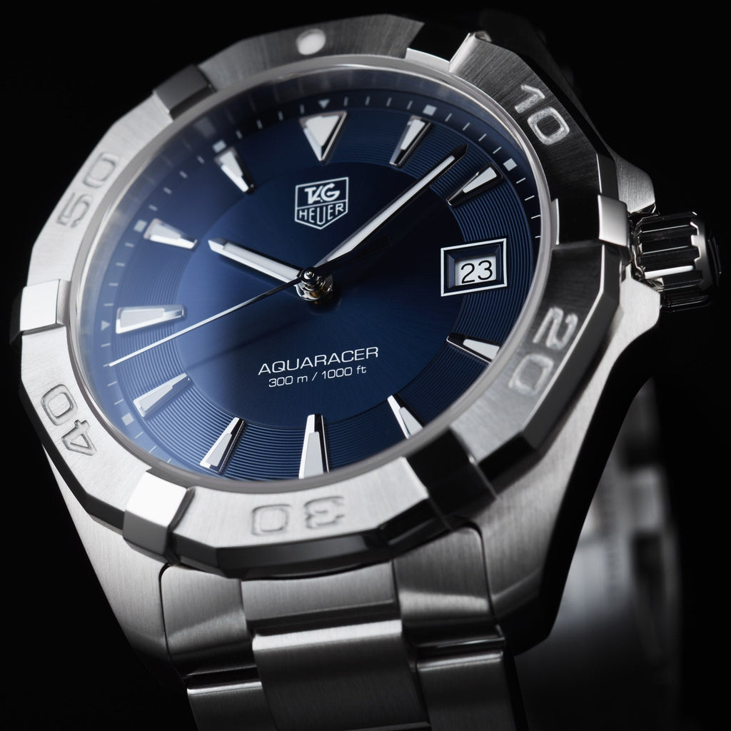 Tag Heuer Aquaracer Quartz Blue Dial Silver Steel Strap Watch for Men - WAY1112.BA0928