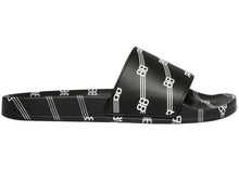 Load image into Gallery viewer, Balenciaga Pool Slides All Over Logo Black