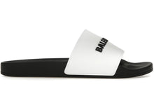 Load image into Gallery viewer, Balenciaga Pool Slides Logo White Black
