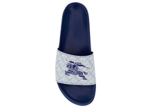 Load image into Gallery viewer, Burberry EKD Monogram-Print Leather Slides Blue