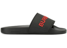 Load image into Gallery viewer, Burberry Embossed Logo Slides Black Red