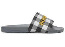 Load image into Gallery viewer, Burberry Logo Detail Check Slides Storm Grey