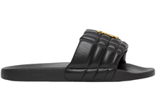 Load image into Gallery viewer, Burberry Monogram Motif Quilted Lambskin Slides Black Gold-tone