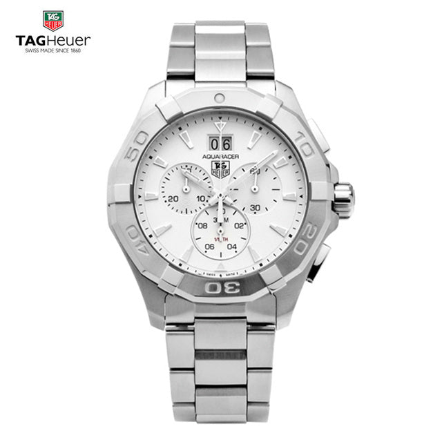 Tag Heuer Aquaracer White Dial Silver Steel Strap Watch for Men - CAY1111.BA0927
