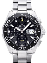 Load image into Gallery viewer, Tag Heuer Aquaracer Calibre 16 Day-Date Black Dial Silver Steel Strap Watch for Men - CAY211A.BA0927