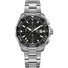 Load image into Gallery viewer, Tag Heuer Aquaracer Calibre 16 Day-Date Black Dial Silver Steel Strap Watch for Men - CAY211A.BA0927