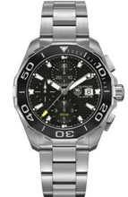 Load image into Gallery viewer, Tag Heuer Aquaracer Calibre 16 Day-Date Black Dial Silver Steel Strap Watch for Men - CAY211A.BA0927