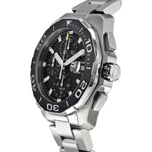 Load image into Gallery viewer, Tag Heuer Aquaracer Calibre 16 Day-Date Black Dial Silver Steel Strap Watch for Men - CAY211A.BA0927