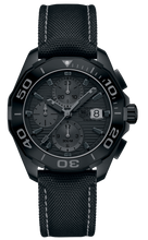 Load image into Gallery viewer, Tag Heuer Aquaracer Automatic Chronograph Special Edition Titanium Grey Dial Black Leather Strap Watch for Men - CAY218B.FC6370
