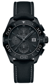 Tag Heuer Aquaracer Automatic Chronograph Special Edition Titanium Grey Dial Black Leather Strap Watch for Men - CAY218B.FC6370