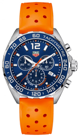 Tag Heuer Formula 1 Quartz Chronograph Blue Dial Orange Rubber Strap Watch for Men - CAZ1014.FT8028