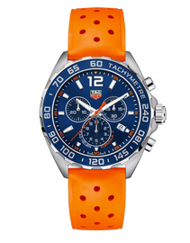 Tag Heuer Formula 1 Quartz Chronograph Blue Dial Orange Rubber Strap Watch for Men - CAZ1014.FT8028