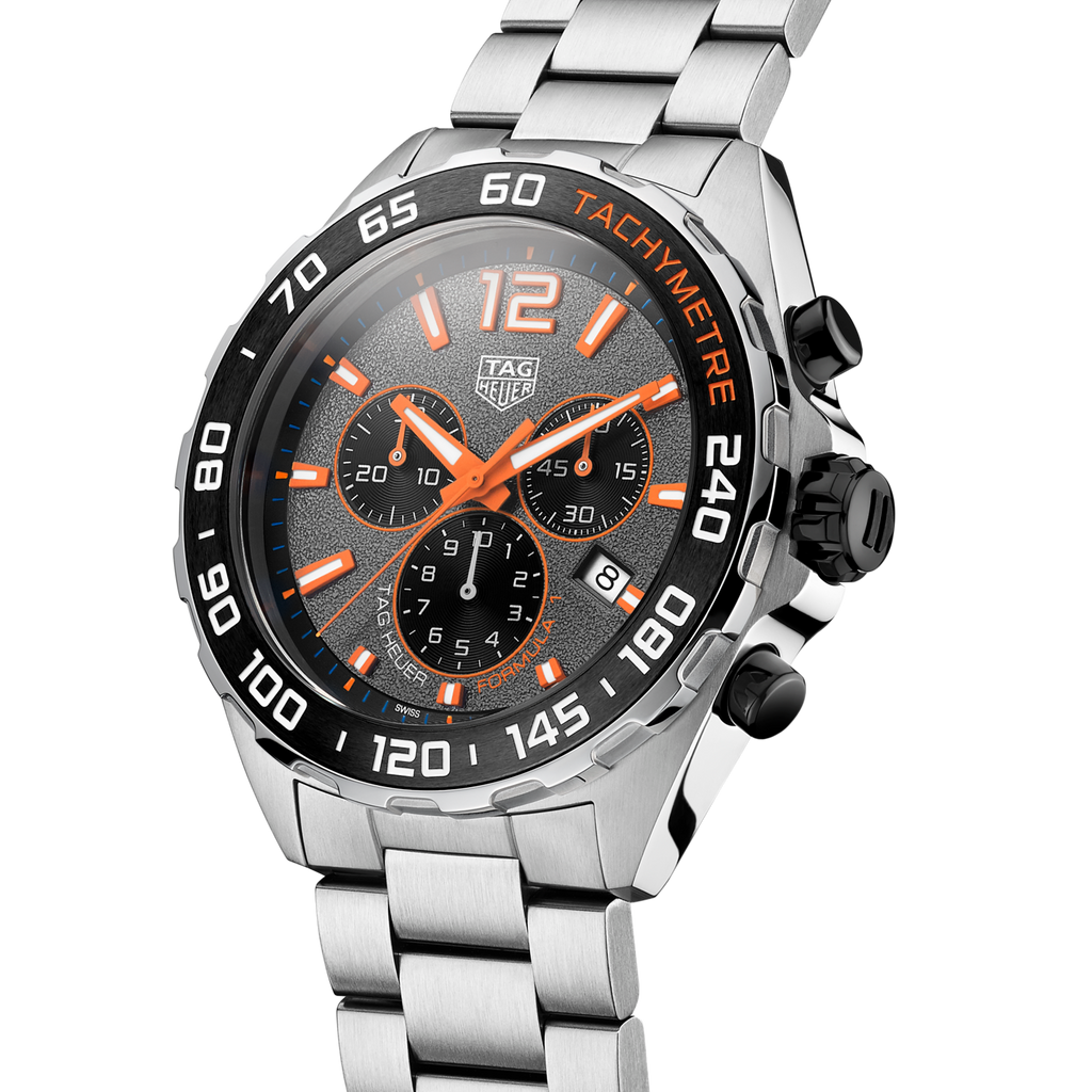 Tag Heuer Formula 1 Chronograph Ceramic Black Dial Silver Steel Strap Watch for Men - CAZ101AH.BA0842
