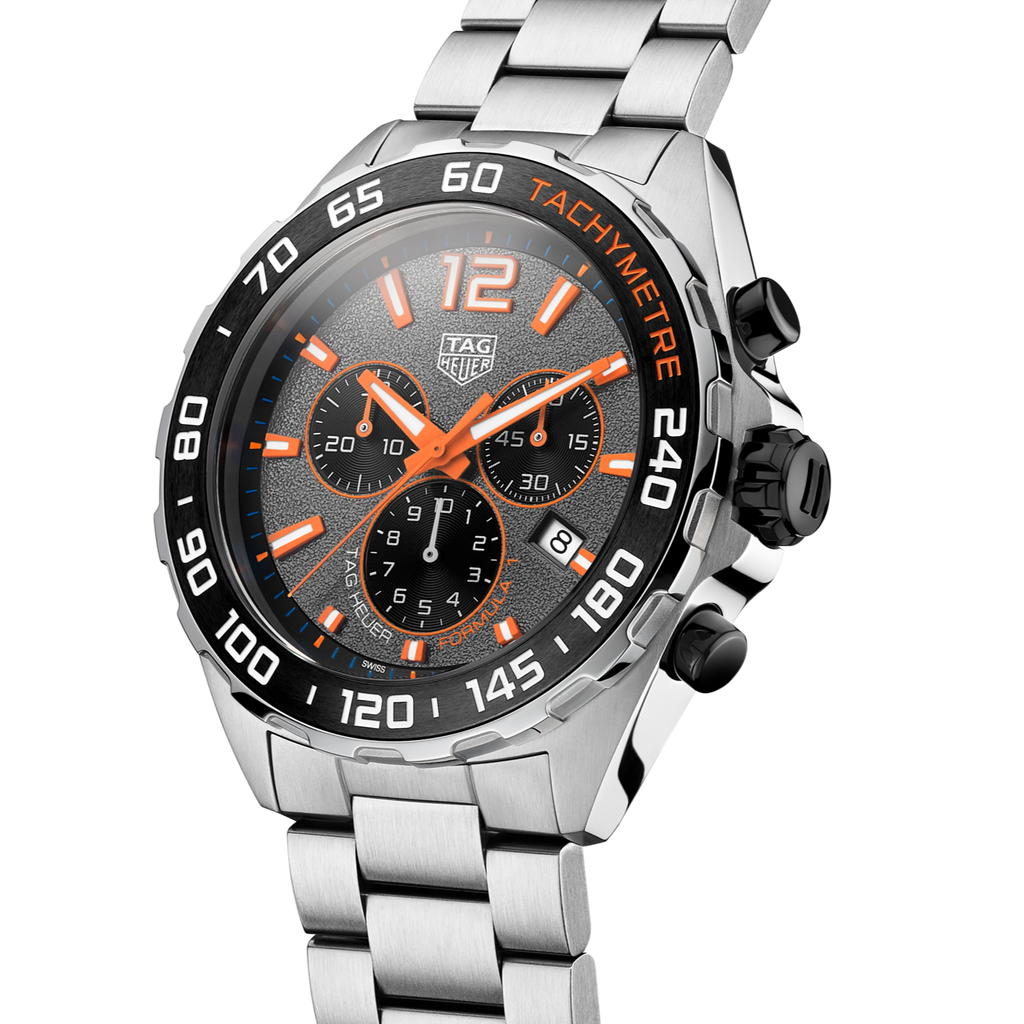 Tag Heuer Formula 1 Chronograph Ceramic Black Dial Silver Steel Strap Watch for Men - CAZ101AH.BA0842