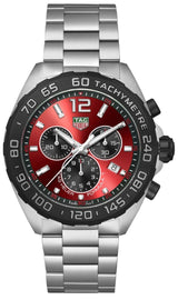 Tag Heuer Formula 1 Chronograph Red Dial Silver Steel Strap Watch for Men - CAZ101AN.BA0842