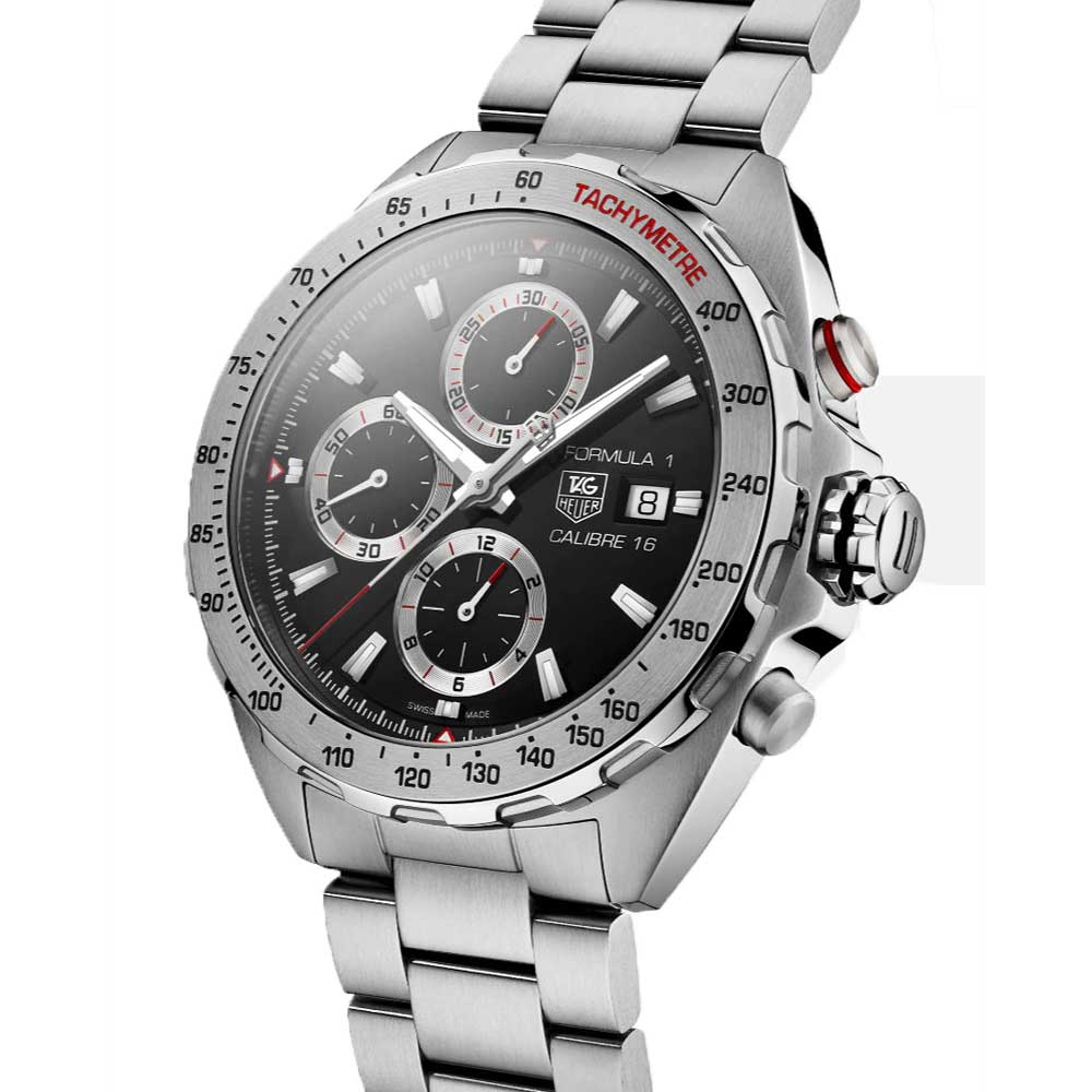 Tag Heuer Formula 1 Calibre 16 Automatic Chronograph Black Dial Silver Steel Strap Watch for Men - CAZ2010.BA0876