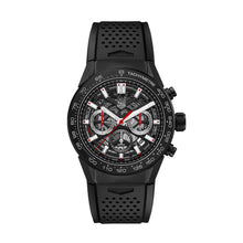 Load image into Gallery viewer, Tag Heuer Carrera Automatic Chronograph Black Dial Black Rubber Strap Watch for Men - CBG2A90.FT6173