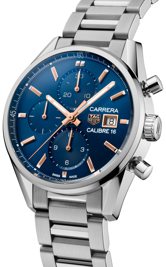 Tag Heuer Carrera Automatic Chronograph Blue Dial Silver Steel Strap Watch for Men - CBK2115.BA0715