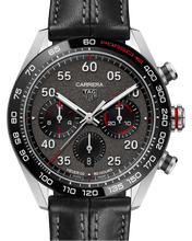 Load image into Gallery viewer, Tag Heuer Carrera Porsche Chronograph Special Edition Black Dial Black Leather Strap Watch for Men - CBN2A1F.FC6492