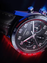 Load image into Gallery viewer, Tag Heuer Carrera Porsche Chronograph Special Edition Black Dial Black Leather Strap Watch for Men - CBN2A1F.FC6492