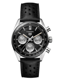 Tag Heuer Carrera Automatic Chronograph Black Dial Black Leather Strap Watch for Men - CBS2210.FC6534