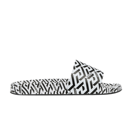 Versace La Greca Print Slide Black White