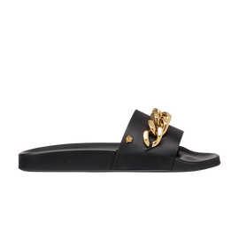 Versace Medusa Chain Slide Black Leather