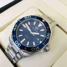 Load image into Gallery viewer, Tag Heuer Aquaracer Blue Dial Silver Steel Strap Watch for Men - WAY101C.BA0746