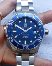 Load image into Gallery viewer, Tag Heuer Aquaracer Caliber 5 Automatic Blue Dial Silver Steel Strap Watch for Men - WAN2111.BA0822