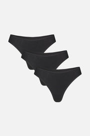 Cloud Cotton Low Thong in Black (Pack)