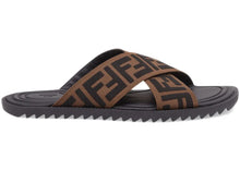 Load image into Gallery viewer, Fendi FF Cross Band Slide Black Brown