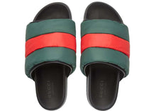 Load image into Gallery viewer, Gucci Padded Web Slide Red Green