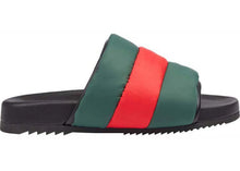 Load image into Gallery viewer, Gucci Padded Web Slide Red Green