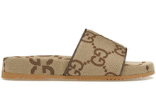Load image into Gallery viewer, Gucci maxi GG Canvas Slides Camel Ebony