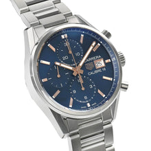 Load image into Gallery viewer, Tag Heuer Carrera Automatic Chronograph Blue Dial Silver Steel Strap Watch for Men - CBK2115.BA0715