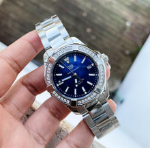 Load image into Gallery viewer, Tag Heuer Aquaracer Quartz Diamonds Blue Dial Silver Steel Strap Watch for Women - WAY131N.BA0748