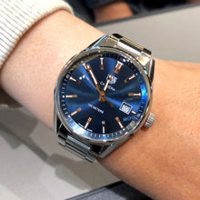Load image into Gallery viewer, Tag Heuer Carrera Quartz Blue Dial Silver Steel Strap Watch for Women - WAR1112.BA0601