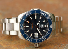 Load image into Gallery viewer, Tag Heuer Aquaracer Calibre 5 Blue Dial Silver Steel Strap Watch for Men - WAY211C.BA0928